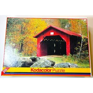 Kodacolor 550 Pc Red Covered Bridge Puzzle – New & Sealed - vn